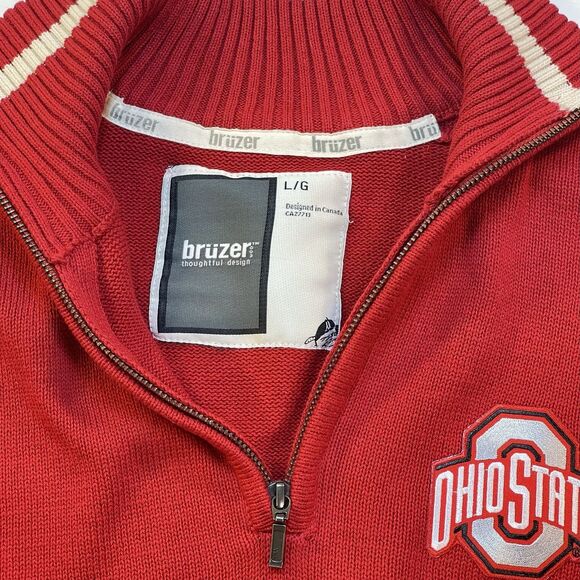 OHIO STATE COLLEGE FOOTBALL BUCKEYES PULLOVER 1/4 ZIP BRUZER SWEATER Mens L - Picture 3 of 5